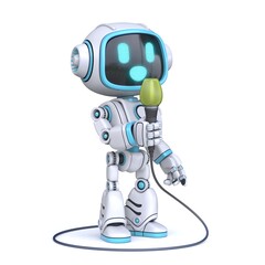 Cute blue robot singing 3D