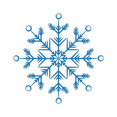 Blue Snowflake. Symbol of winter, Christmas, New Year holiday.Blue silhouette  on white background. Vector illustration.