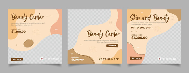 Beauty Center Makeup Social media post Banner Square Flyer Template Design