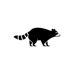 Cute Black raccoon logo vector icon illustration - obrazy, fototapety, plakaty