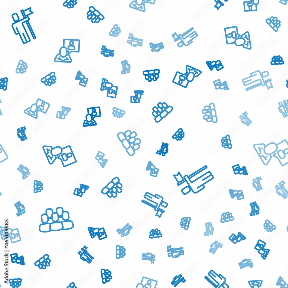 Poster set line project team base, team leader and head hunting on seamless pattern. vector
