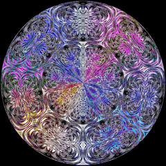 Bright Many colored Filagree Mandala