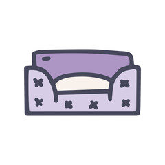 dog bed color vector doodle simple icon