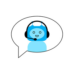 Chat bot sign. Technology concept. Online assistant. Chat element. Computer robot. Vector illustration. Stock image.