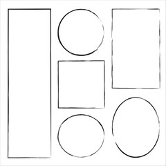 Collection of grunge frames. Ink figure sign. Freehand drawn picture. Abstract design. Vector illustration. Stock image. 