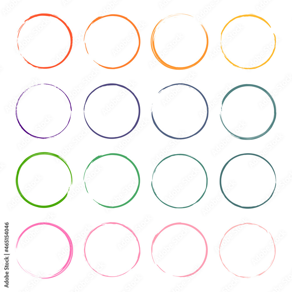 Poster colorful round frames. decorative symbol. silhouette ink element. abstract background. vector illust