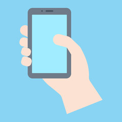 シンプルでかわいいスマホを持つ手のイラスト