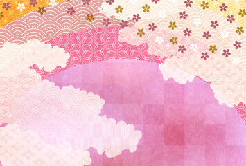 Obraz na płótnie Canvas 桜　和柄　年賀状　背景