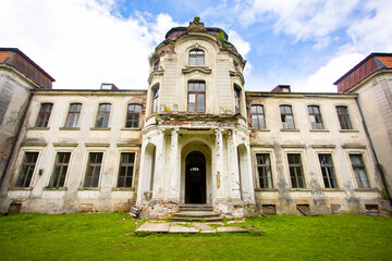 Old palace in a light colors, abandoned building. High quality photo