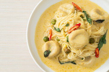 Rice Noodles with Green curry and Fish ball