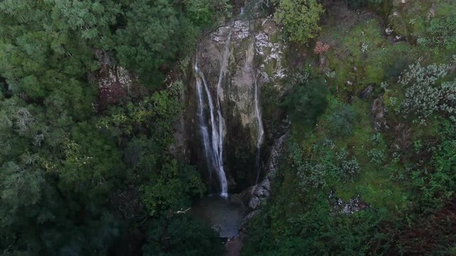 waterfalls in corfu island greece aerial view
