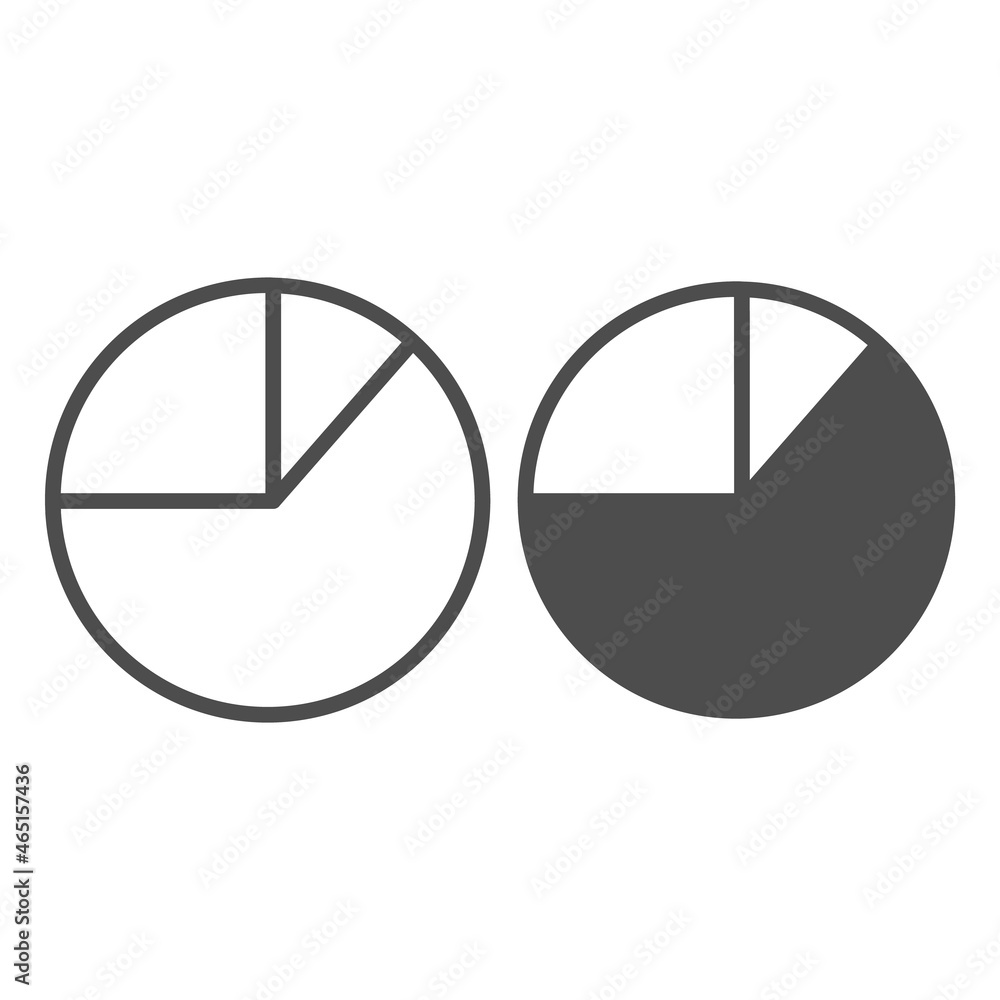 Poster pie chart with one eighth and quarter fraction line and solid icon, diagram concept, circle vector s