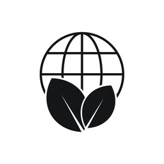 Earth and leaf icon design isolated on white background