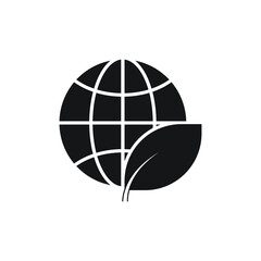 Earth and leaf icon design isolated on white background
