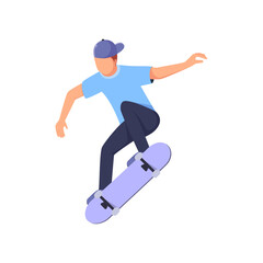 Fototapeta premium Vector illustration of a young man with skateboard style tricks