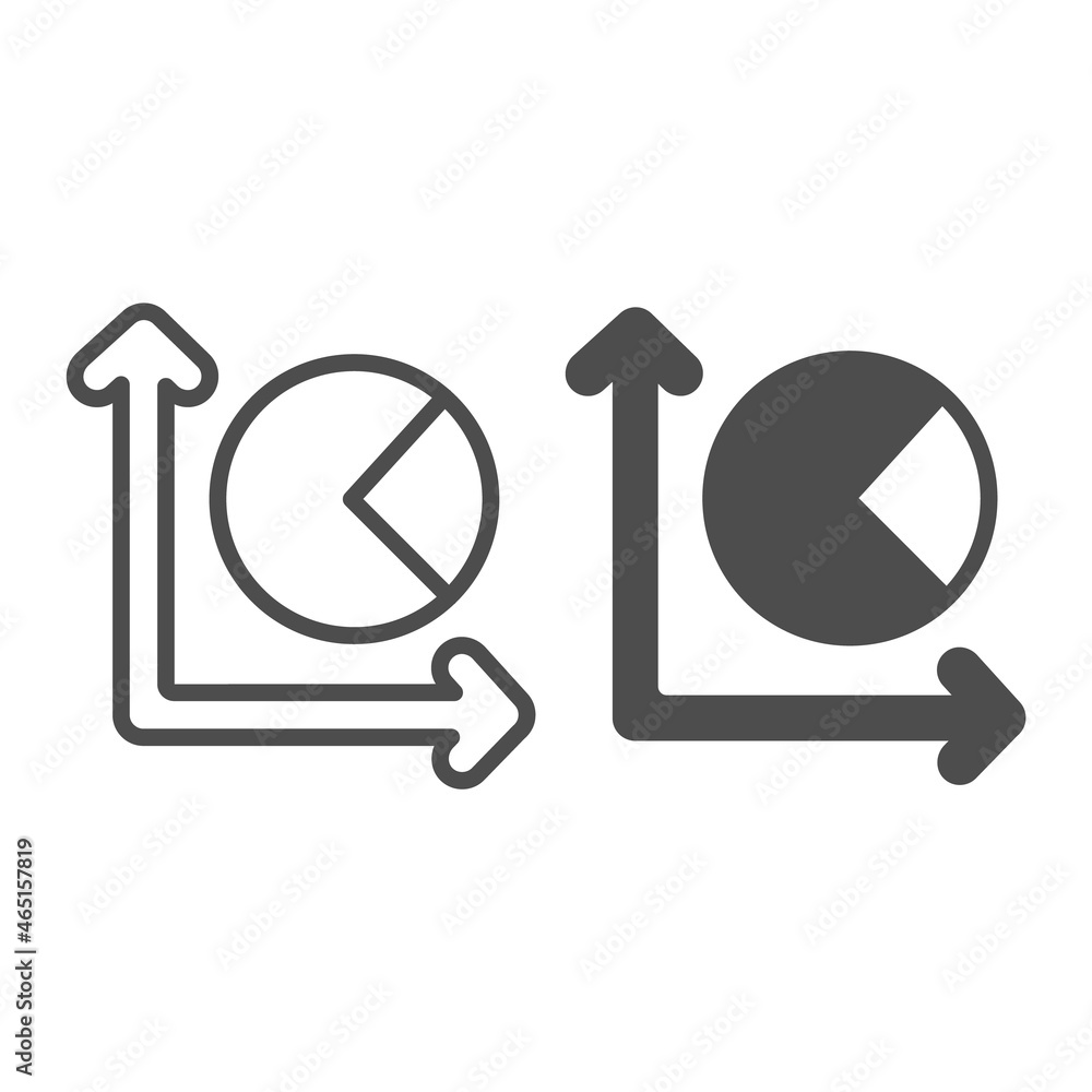 Poster graph and pie chart with one third fraction line and solid icon, diagram concept, round diagram vect