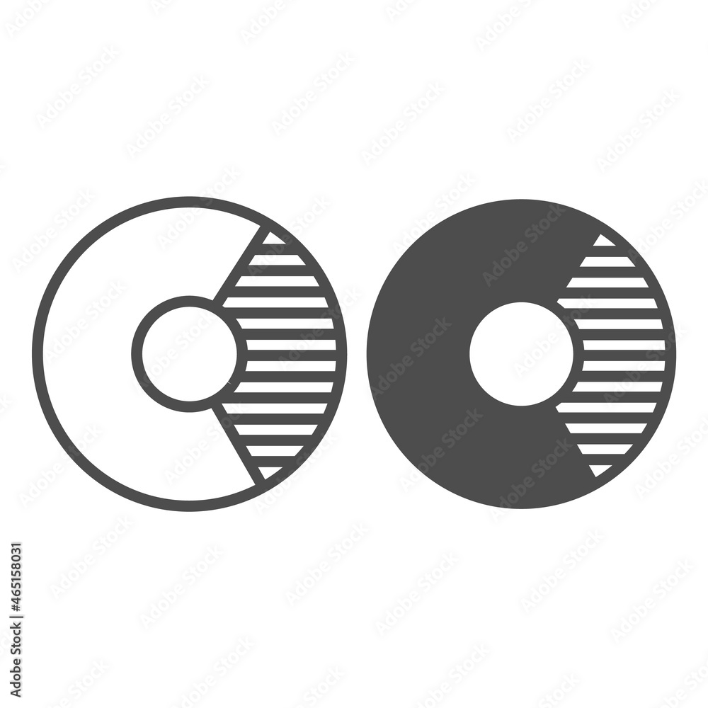 Poster doughnut chart with one third fraction line and solid icon, diagram concept, one third circle vector
