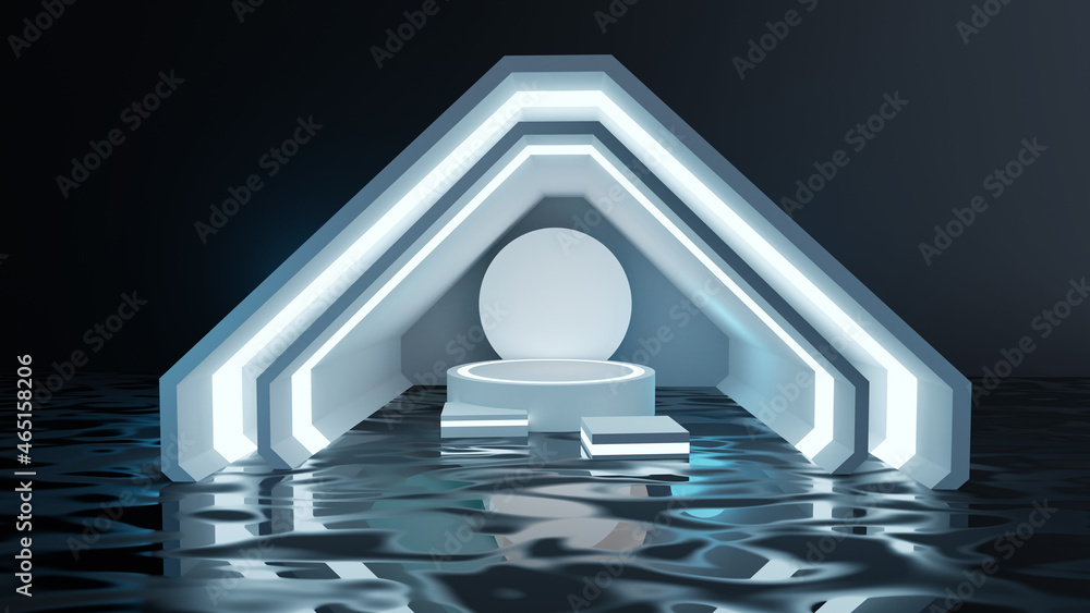 Poster podium, a futuristic abstract 3d rendering