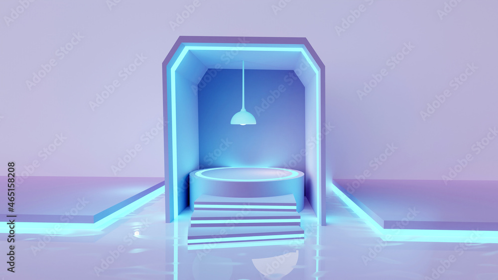 Aufkleber podium. abstract futuristic 3d rendering of rounded geometric shapes in the room