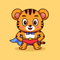Fototapeta premium Tiger Superhero Cartoon Illustration