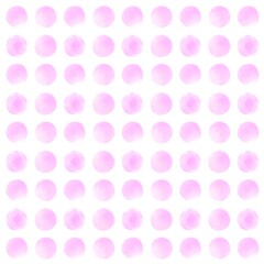 水彩色の水玉模様　ピンク