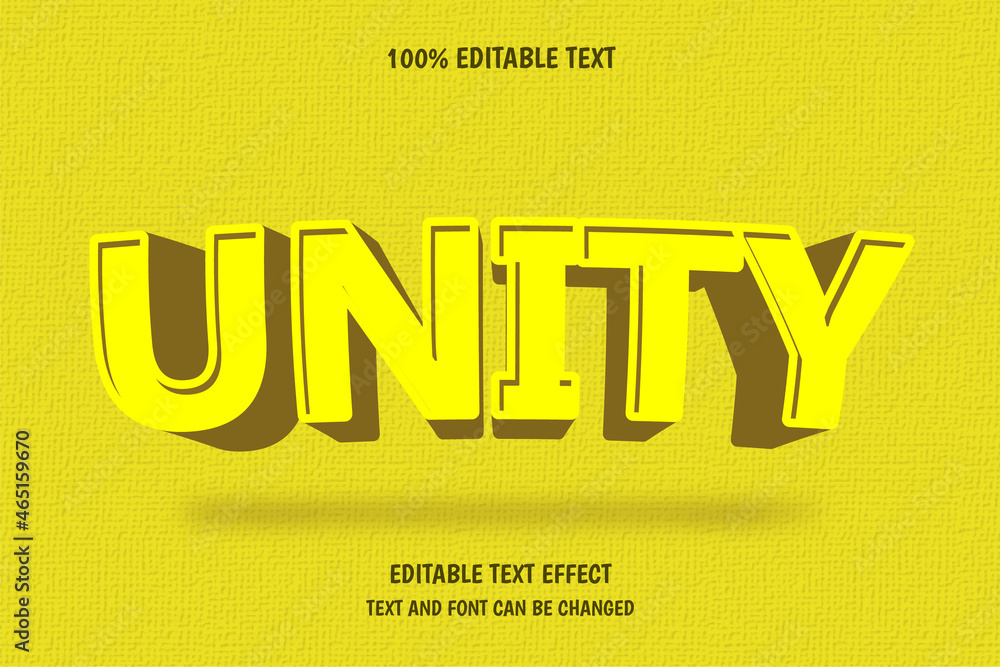 Poster unity 3 dimension editable text effect modern color yellow drop shadow style