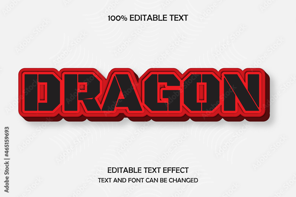 Poster dragon 3 dimension editable text effect modern color red text style