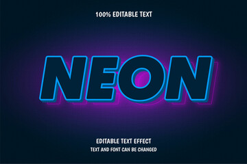 NEON 3 dimension editable text effect modern NEON LIGHT style