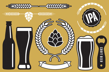 Craft Beer Design Elements
Set of vector illustration design assets to use for beer promotion labels posters, etc. - obrazy, fototapety, plakaty