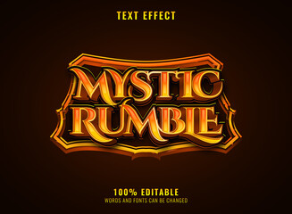 fantasy golden mystic rumble medieval rpg game logo text effect with frame border - obrazy, fototapety, plakaty