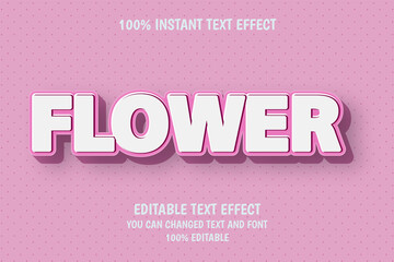 flower 3 dimension editable text effect modern color soft pink style