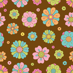 Colorful cute floral seamless pattern background.