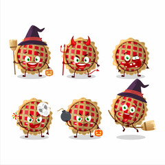 Halloween expression emoticons with cartoon character of apple pie