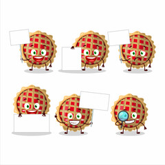 Apple pie cartoon character bring information board