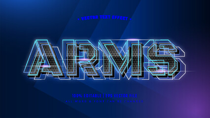 Arms Military 3d Text Style Effect. Editable illustrator text style.