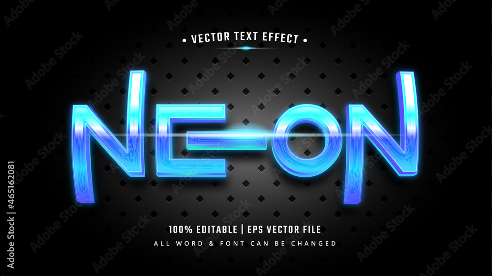 Poster neon glow 3d text style effect. editable illustrator text style.