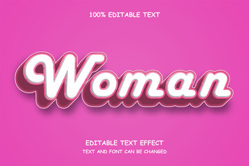 Woman 3 dimension editable text effect modern pattern shadow style