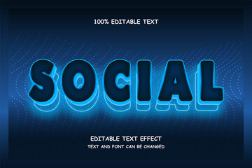 Social 3 dimension editable text effect modern neon style