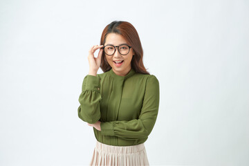 Beautiful young asian woman wearing glasses