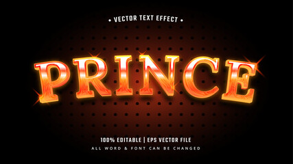 Prince Shiny Glowing 3d Text Style Effect. Editable illustrator text style.
