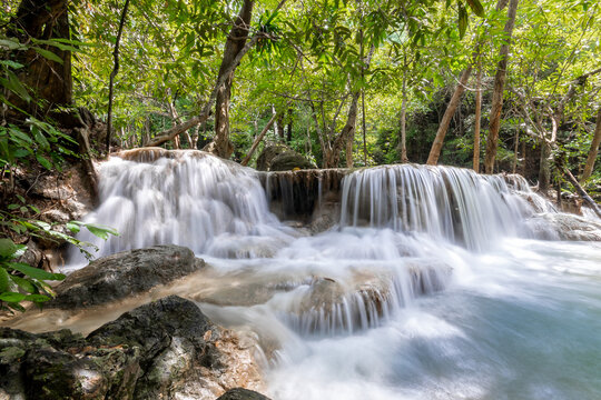 Erawan Waterfall in Deep forest at Kanchanaburi, Thailand © Tony Ruji