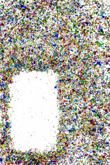 Charming scattering of colorful paper scraps and rectangular copy space