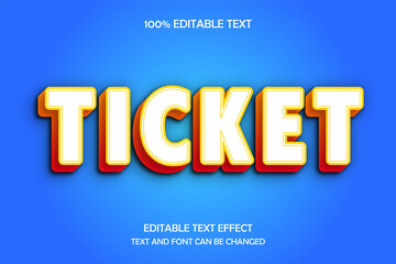 Ticket 3 dimension editable text effect modern shadow style