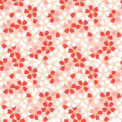 Japanese Sweet Cherry Blossom Vector Seamless Pattern