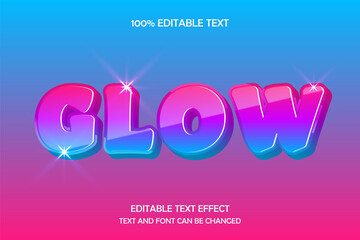 Fototapeta na wymiar Glow 3 dimension editable text effect modern shadow glow style
