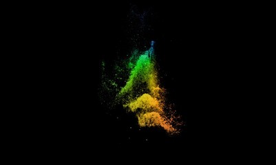 Colored Flour powder explosion on the desk