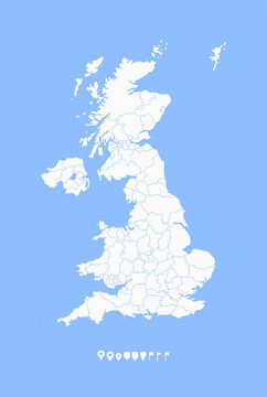 Map The United Kingdom, UK, Britain, England
