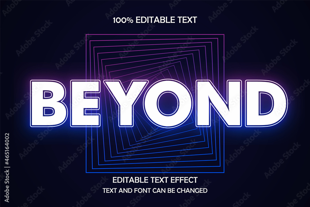 Poster beyond 3 dimension editable text effect modern neon style