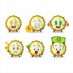key lime pie cartoon character with cute emoticon bring money