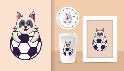 Cute dog cartoon character. Prints on T-shirts, sweatshirts, cases for mobile phones, souvenirs. Isolated vector illustration.